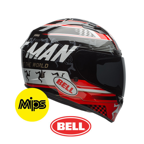 BELL 퀄리파이어 디럭스 아일 오브 맨 블랙/레드 밉스  /벨 오토바이 풀페이스 헬멧