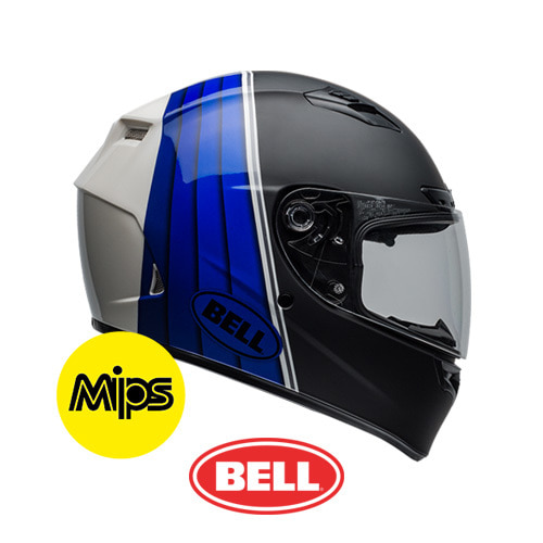 BELL 퀄리파이어 디럭스 일루전 블랙/블루/화이트 밉스  /벨 오토바이 풀페이스 헬멧