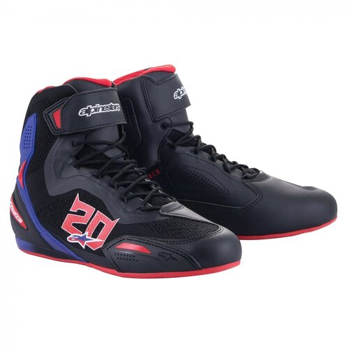 알파인스타 오토바이 신발 라이딩 슈즈 FQ20 FASTER-3 RIDEKNIT SHOES - BLACK BRIGHT RED BLUE